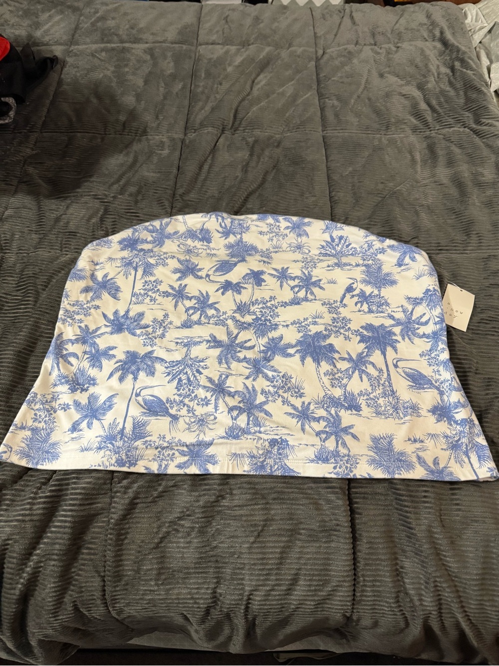 Blue and White Tropical Pattern crop top